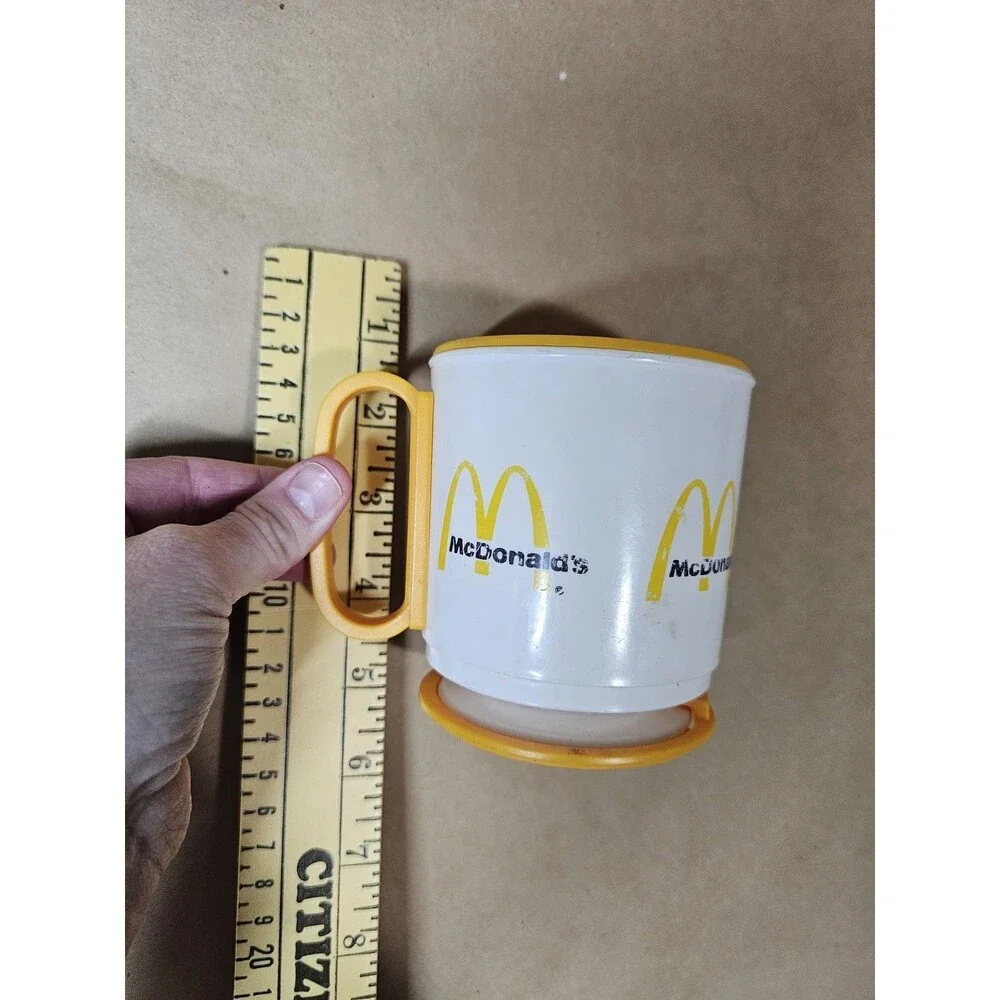 McDonald's Golden Arches Logo Plastic Cup Mug, White & Yellow